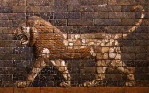 Ishtar's lion on the walls surrounding Babylon